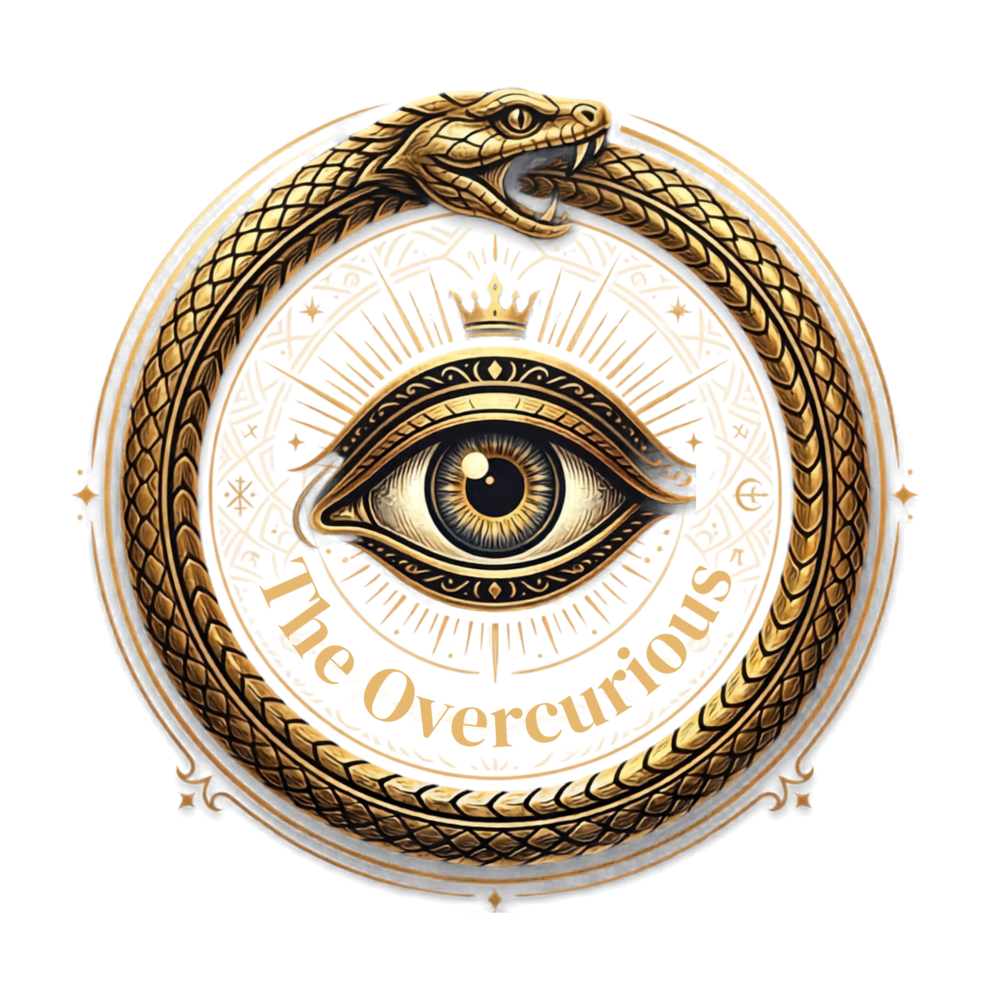 The Overcurious ouroboros and eye emblem